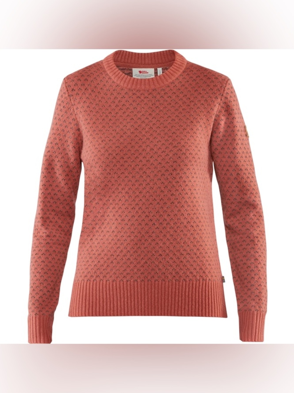 Fjallraven Ovik Nordic Pink Patterned Women's Sweater, Size Medium